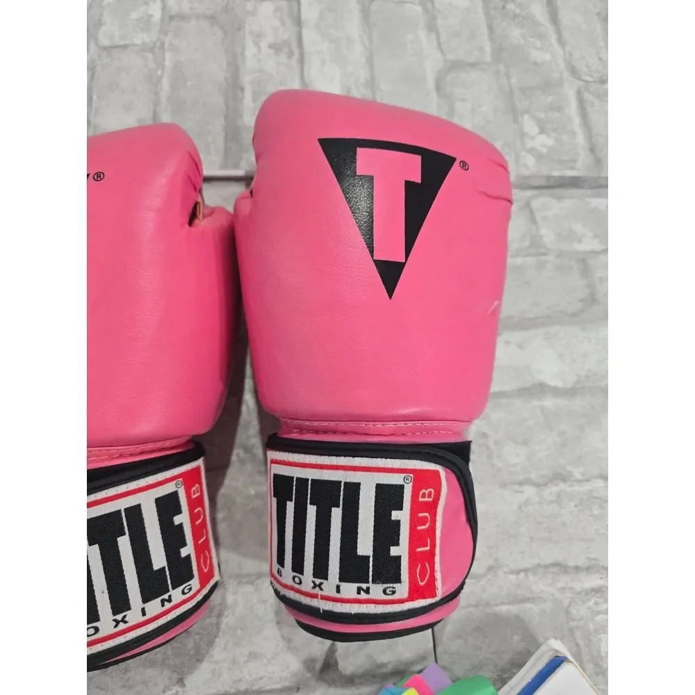 TITLE Club Boxing Pink Black‎ Leather Boxing MMA Gloves Excellent Clean